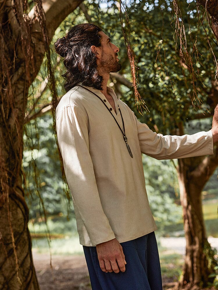 Linen Blend Woven Shirt — Men's | Relaxed Fit | Lightweight Everyday Staple