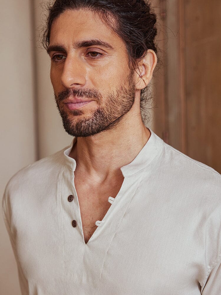 Linen Blend Woven Shirt — Men's | Relaxed Fit | Lightweight Everyday Staple