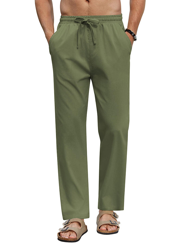 Linen Blend Wide-Leg Yoga Pants — Men's | Relaxed Fit | Breathable Resort