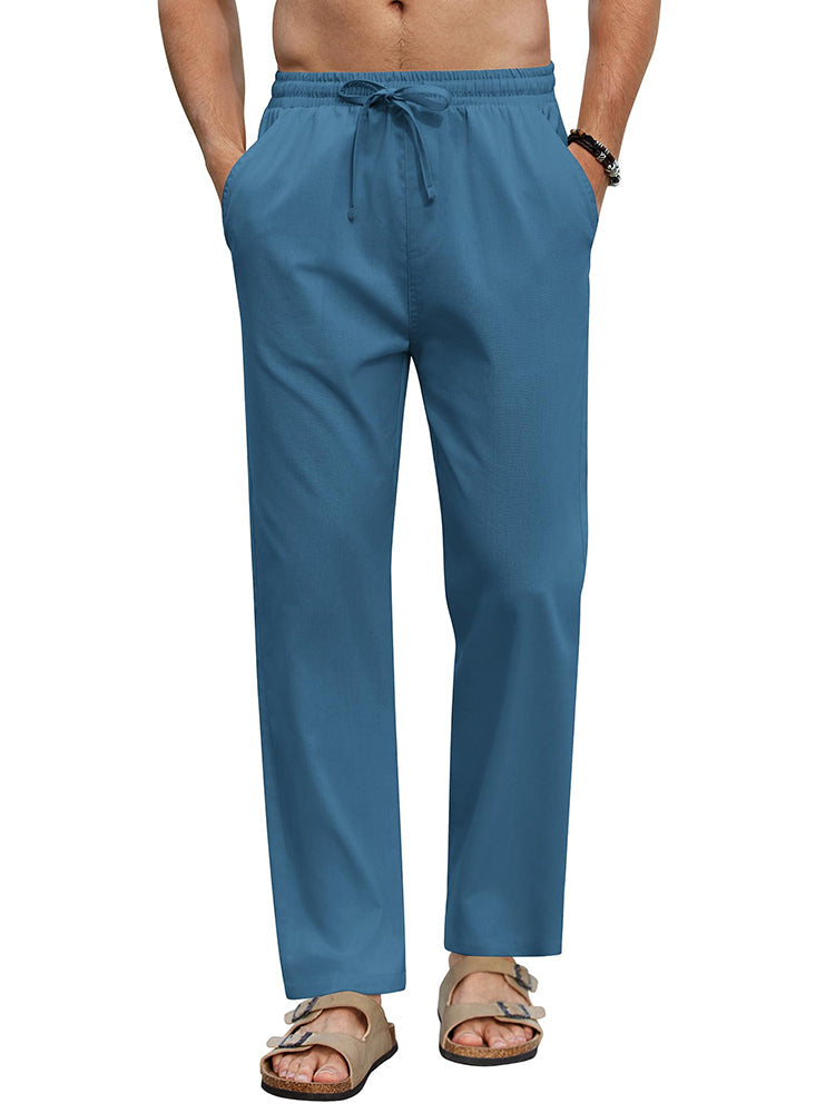 Linen Blend Wide-Leg Yoga Pants — Men's | Relaxed Fit | Breathable Resort