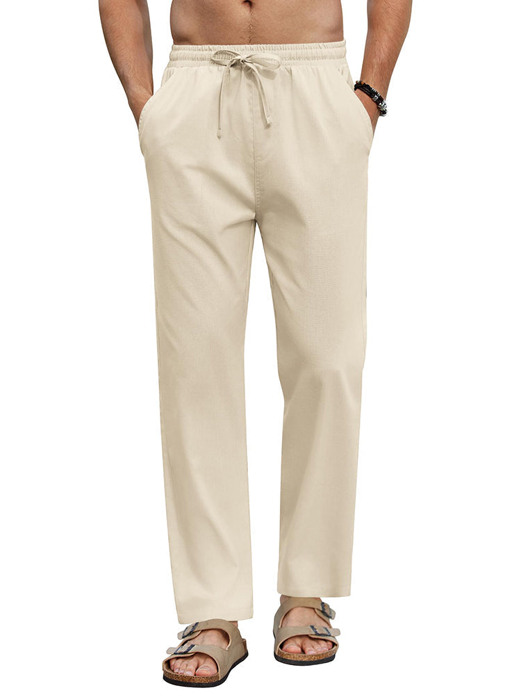 Linen Blend Wide-Leg Yoga Pants — Men's | Relaxed Fit | Breathable Resort