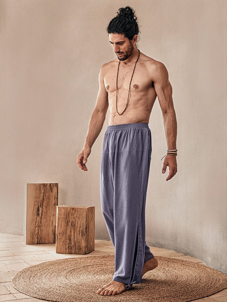 Linen Blend Wide-Leg Trousers — Men's | Airy Relaxed Fit | Everyday Essential
