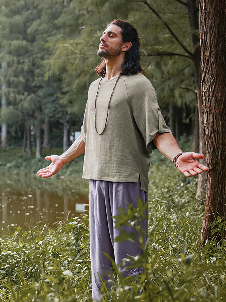 Linen Blend Wide-Leg Trousers — Men's | Airy Relaxed Fit | Everyday Essential