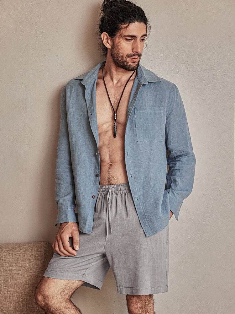 100% Natural Linen Shirt — Men's | Relaxed Open Fit | Pure Comfort Essential
