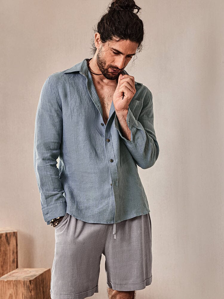 100% Natural Linen Shirt — Men's | Relaxed Open Fit | Pure Comfort Essential