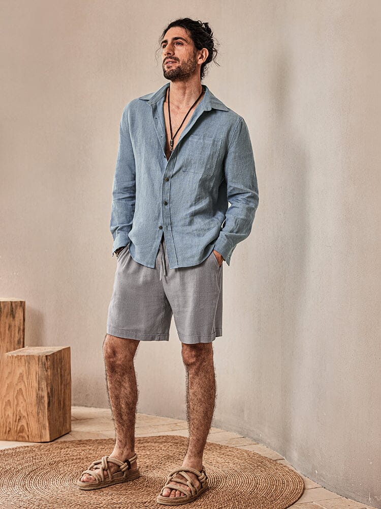 100% Natural Linen Shirt — Men's | Relaxed Open Fit | Pure Comfort Essential