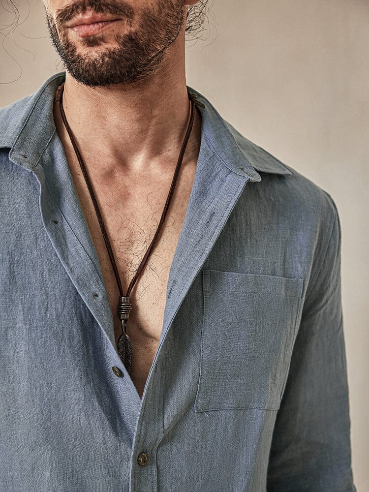 100% Natural Linen Shirt — Men's | Relaxed Open Fit | Pure Comfort Essential