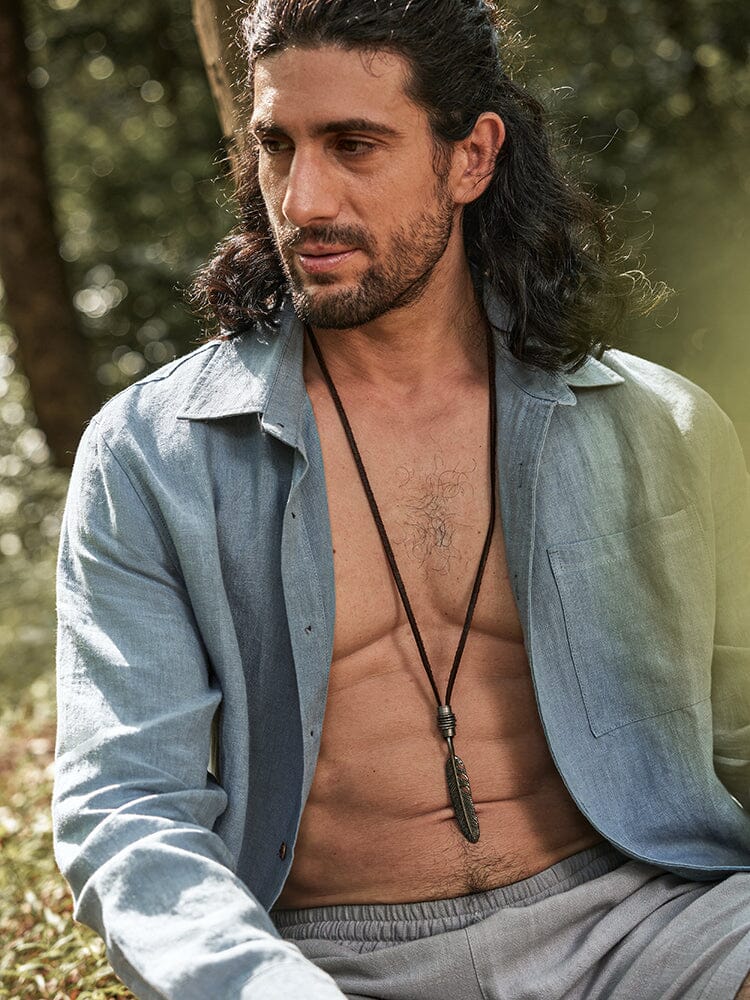 100% Natural Linen Shirt — Men's | Relaxed Open Fit | Pure Comfort Essential