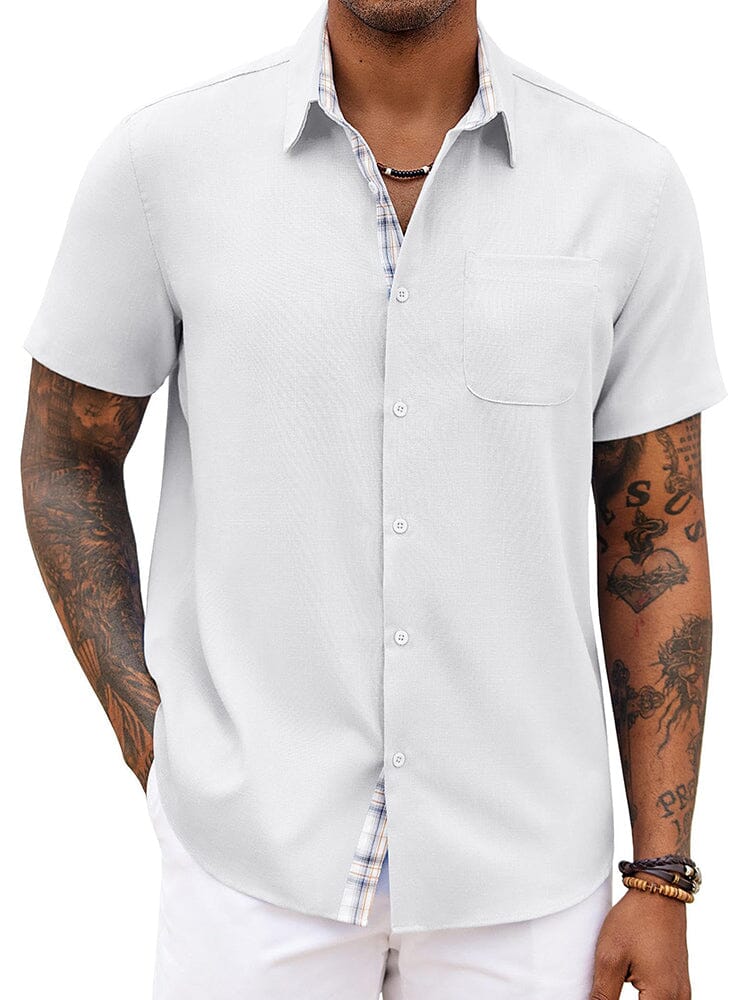 Plaid Splicing Woven Shirt — Men's | Relaxed Fit | Smart Weekend Wear
