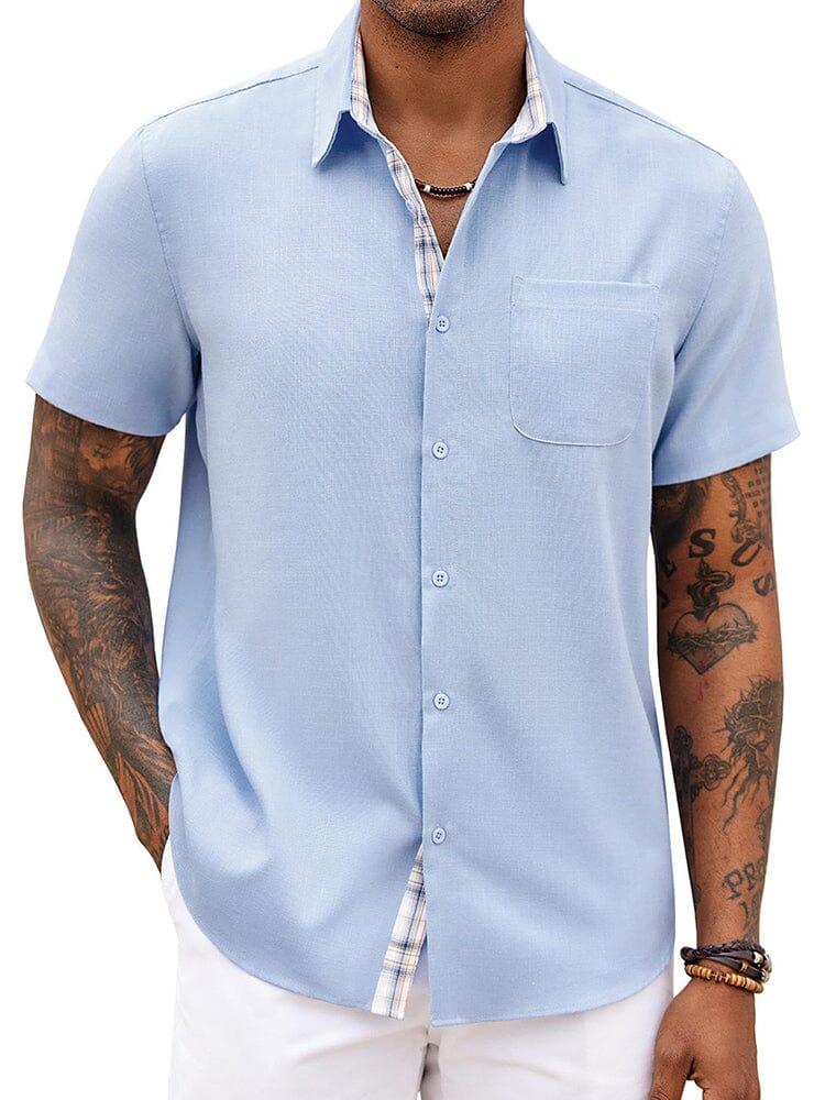 Plaid Splicing Woven Shirt — Men's | Relaxed Fit | Smart Weekend Wear