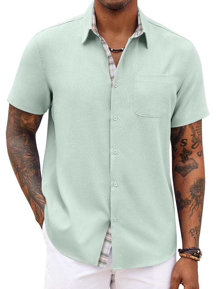 Plaid Splicing Woven Shirt — Men's | Relaxed Fit | Smart Weekend Wear