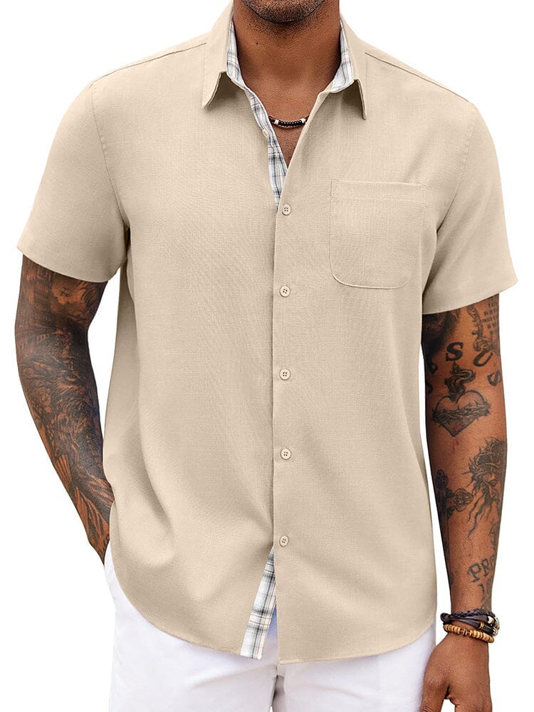 Plaid Splicing Woven Shirt — Men's | Relaxed Fit | Smart Weekend Wear