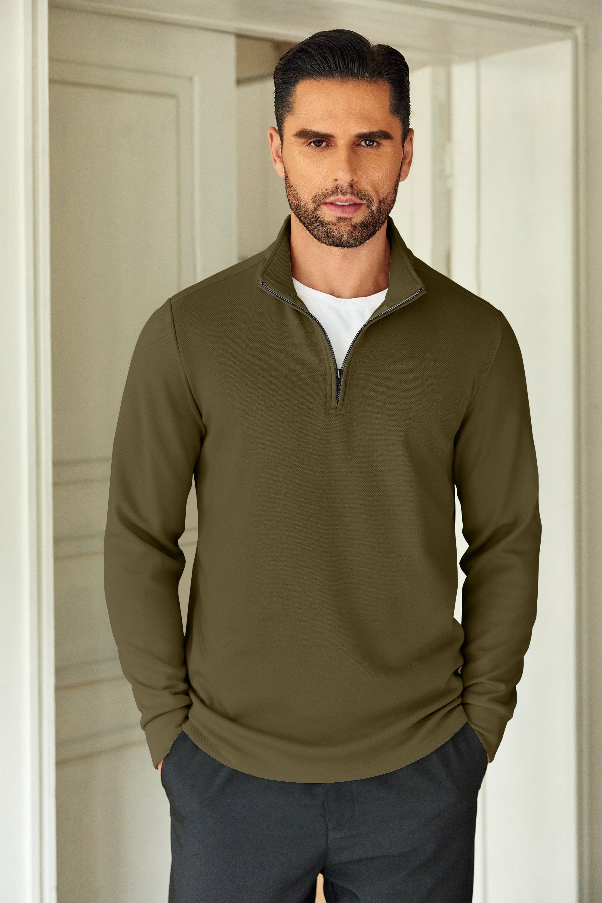 Quarter-Zip Cotton Sweatshirt — Men's | Relaxed Fit | Clean Elevated Essential