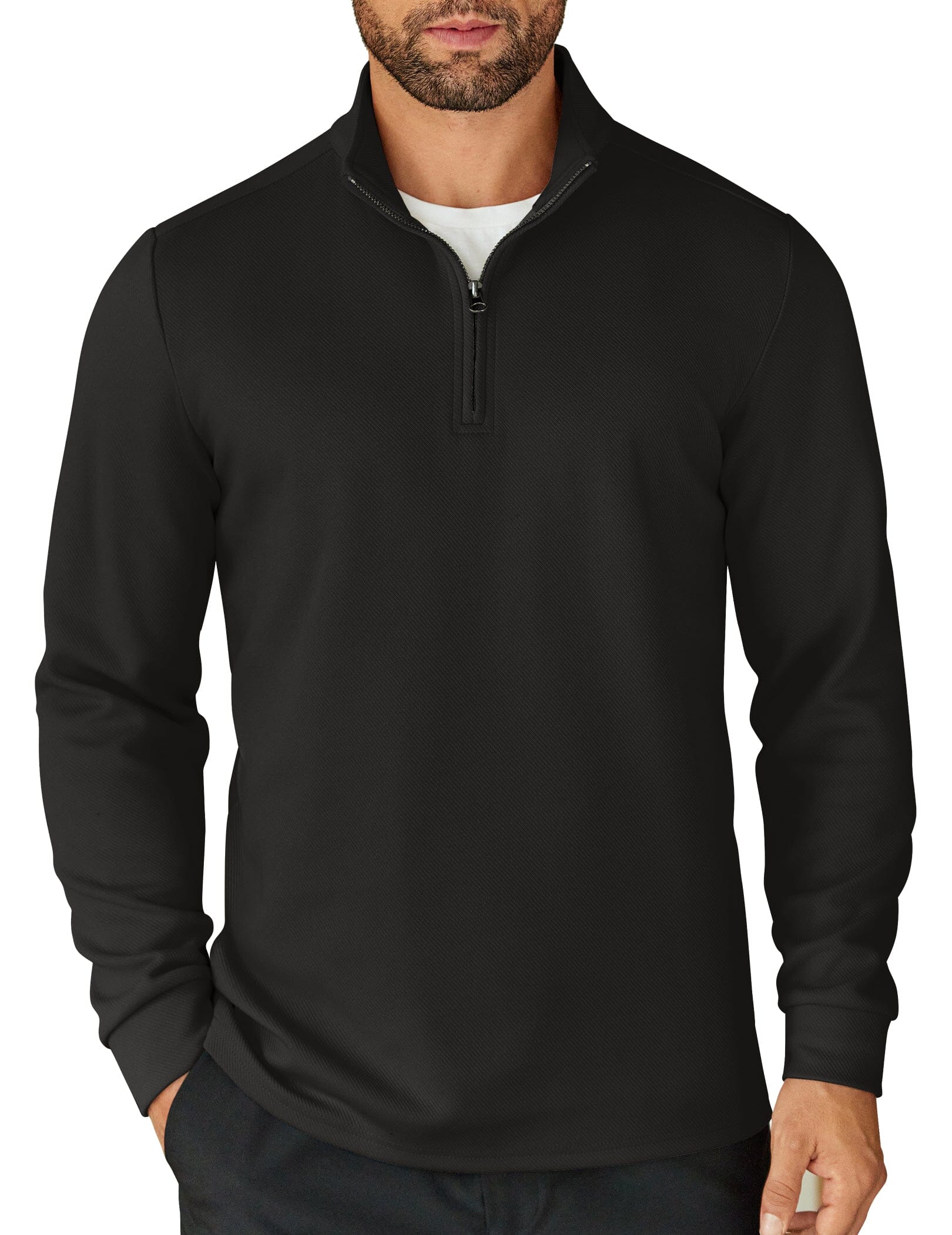 Quarter-Zip Cotton Sweatshirt — Men's | Relaxed Fit | Clean Elevated Essential