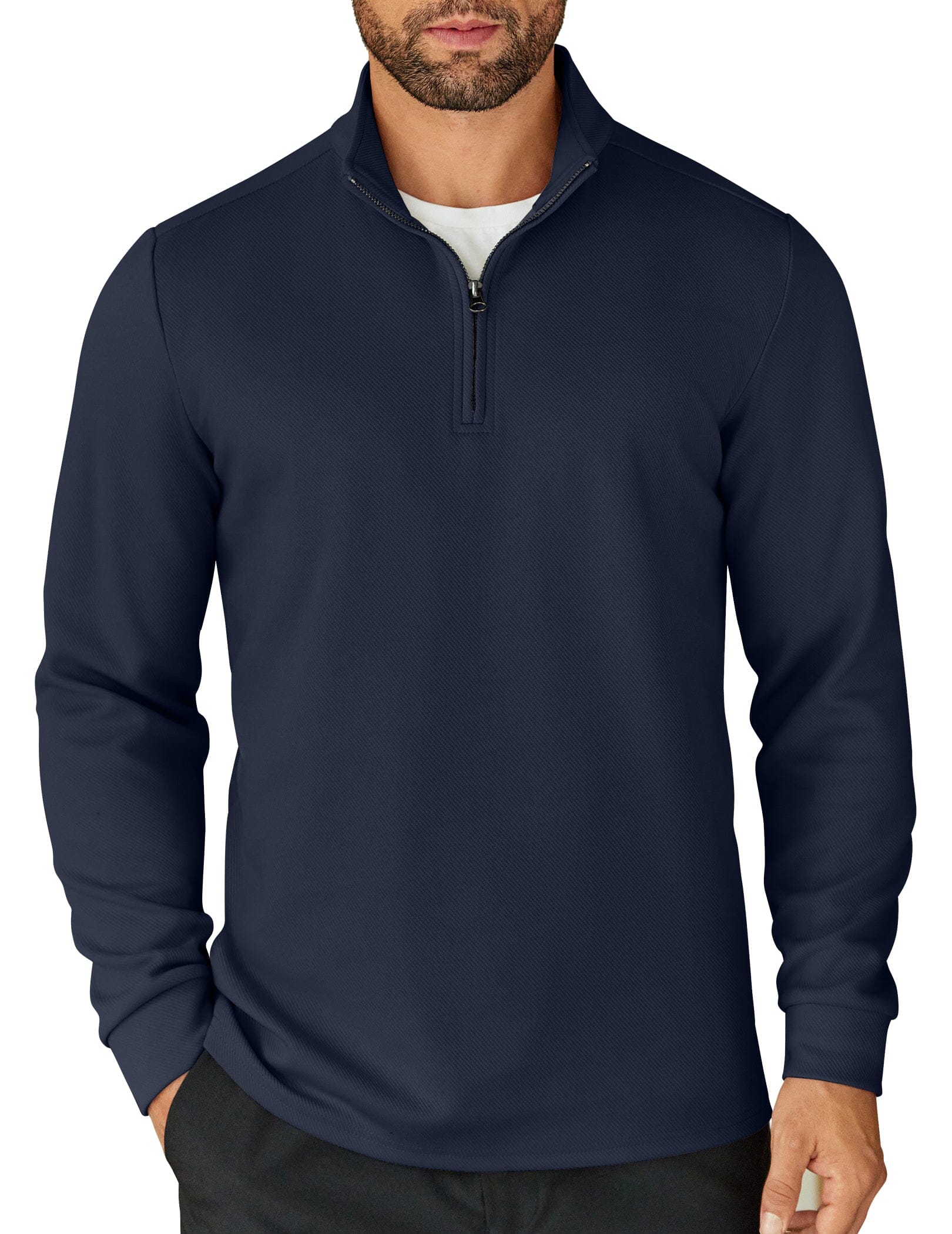Quarter-Zip Cotton Sweatshirt — Men's | Relaxed Fit | Clean Elevated Essential