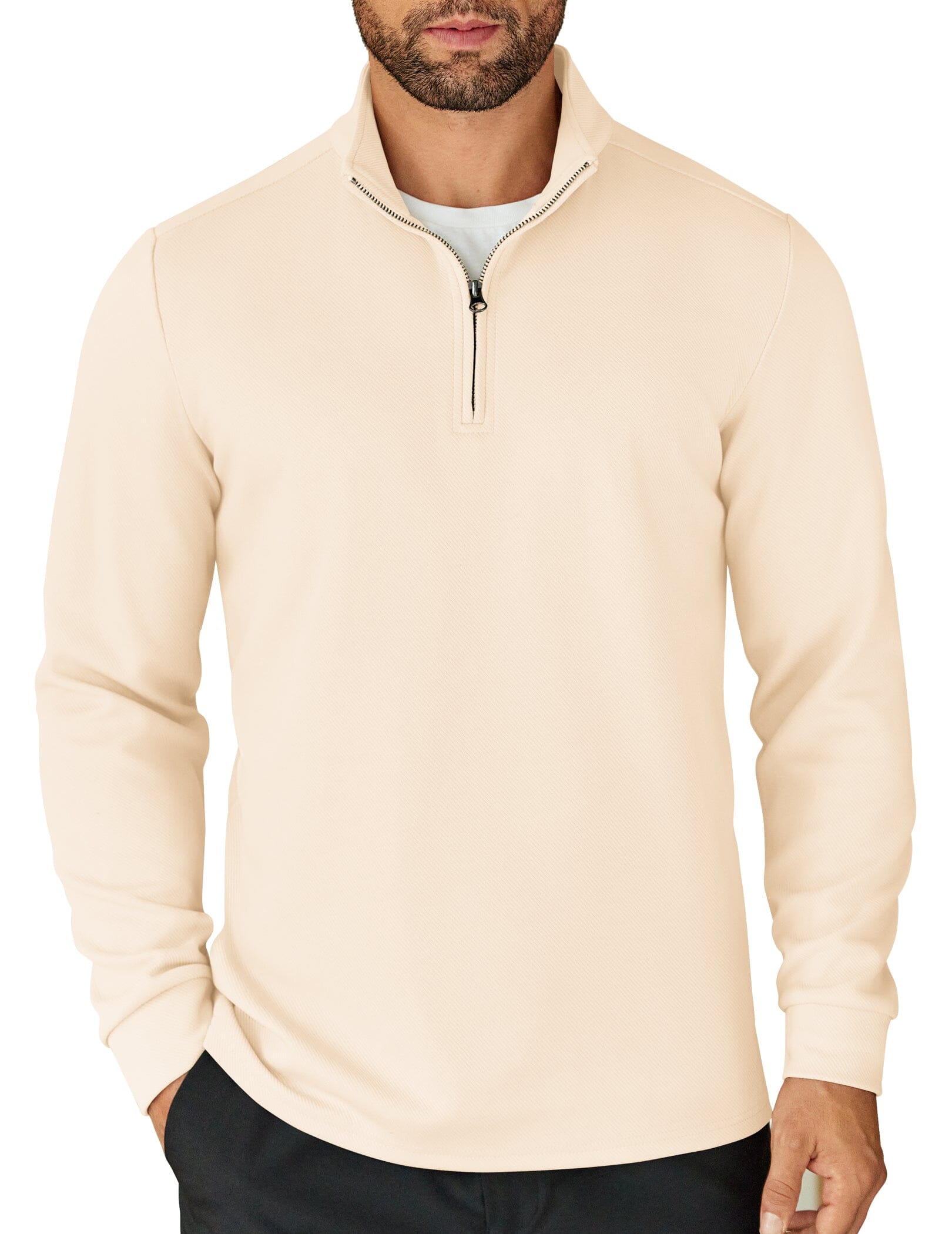 Quarter-Zip Cotton Sweatshirt — Men's | Relaxed Fit | Clean Elevated Essential