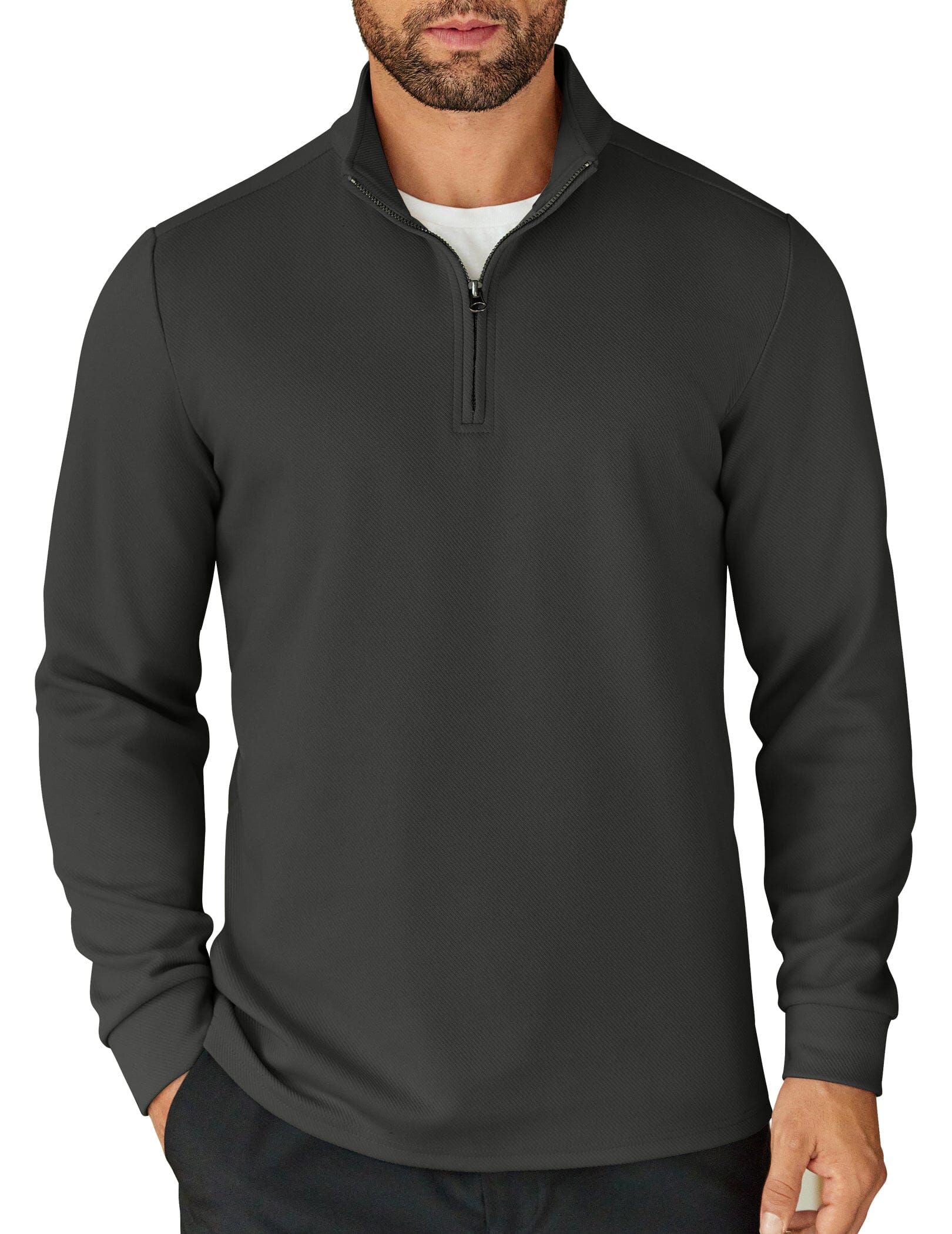 Quarter-Zip Cotton Sweatshirt — Men's | Relaxed Fit | Clean Elevated Essential