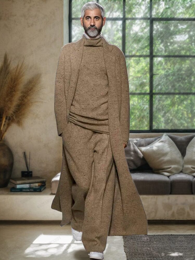 Soft Cotton Blend Three-Piece Set — Men's | Tailored Relaxed Fit | Smart Casual