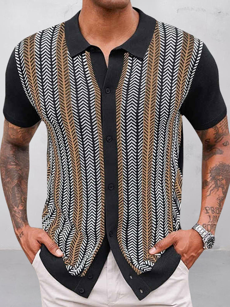 Jacquard Knit Short-Sleeve Shirt — Men's | Relaxed Fit | Textured Summer