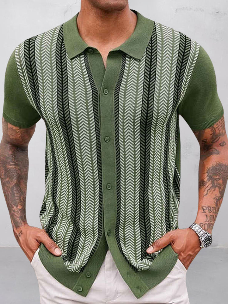 Jacquard Knit Short-Sleeve Shirt — Men's | Relaxed Fit | Textured Summer