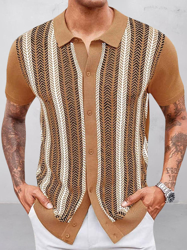 Jacquard Knit Short-Sleeve Shirt — Men's | Relaxed Fit | Textured Summer