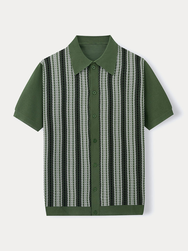 Jacquard Knit Short-Sleeve Shirt — Men's | Relaxed Fit | Textured Summer