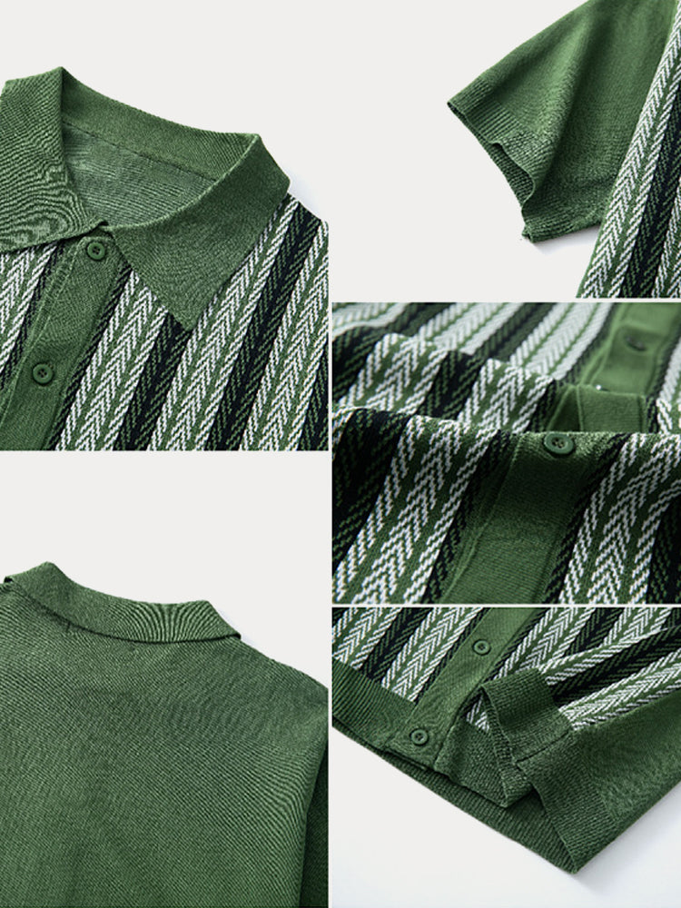 Jacquard Knit Short-Sleeve Shirt — Men's | Relaxed Fit | Textured Summer