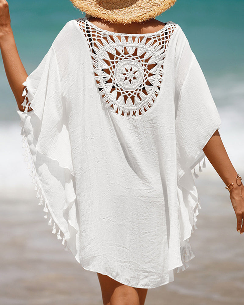 Chrissy — Woven Beach Cover-Up | Open Drape | Relaxed Festival Style