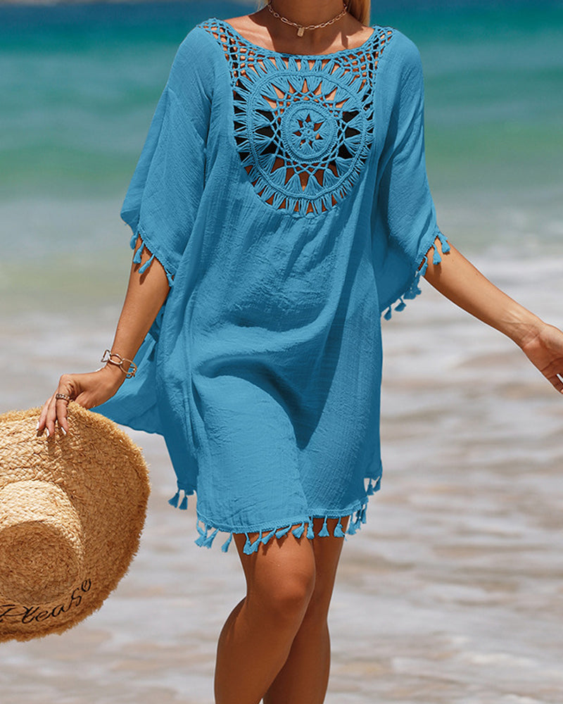 Chrissy — Woven Beach Cover-Up | Open Drape | Relaxed Festival Style