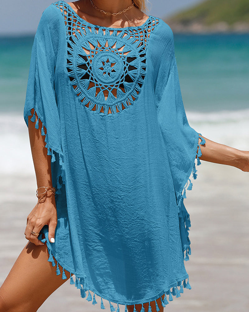 Chrissy — Woven Beach Cover-Up | Open Drape | Relaxed Festival Style