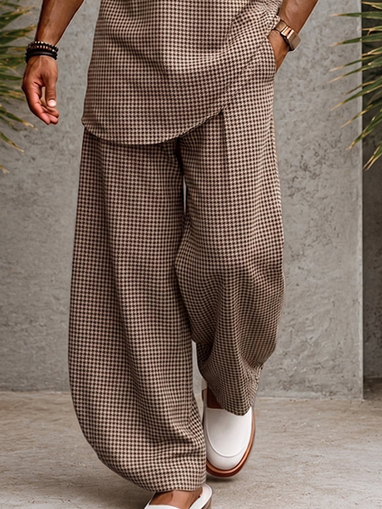 Plaid Print Woven Coordinated Set — Men's | Relaxed Fit | Vintage-Inspired Smart