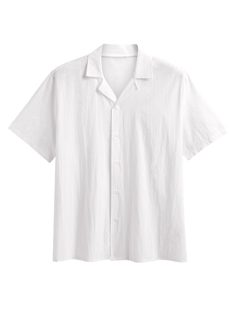 Cotton Linen Button-Front Shirt — Men's | Relaxed Open Collar | Everyday Essential
