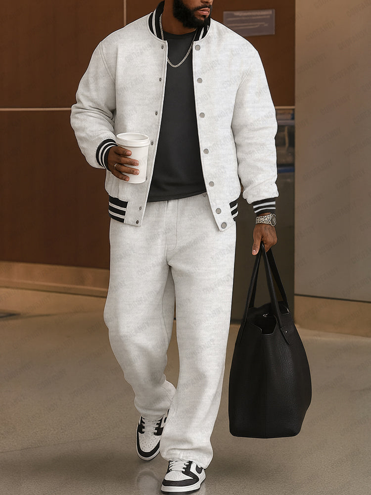 Striped-Trim Cotton Jacket & Pants Set — Men's | Classic Fit | Refined Casual