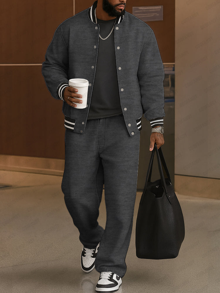Striped-Trim Cotton Jacket & Pants Set — Men's | Classic Fit | Refined Casual