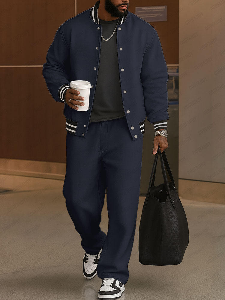 Striped-Trim Cotton Jacket & Pants Set — Men's | Classic Fit | Refined Casual