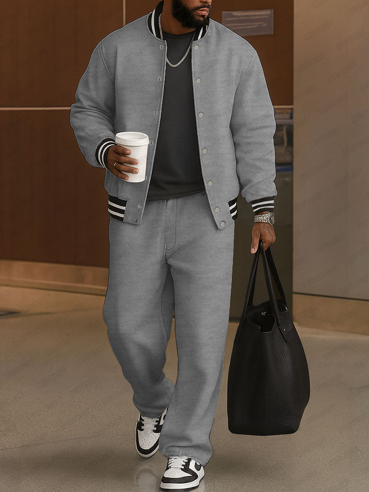 Striped-Trim Cotton Jacket & Pants Set — Men's | Classic Fit | Refined Casual