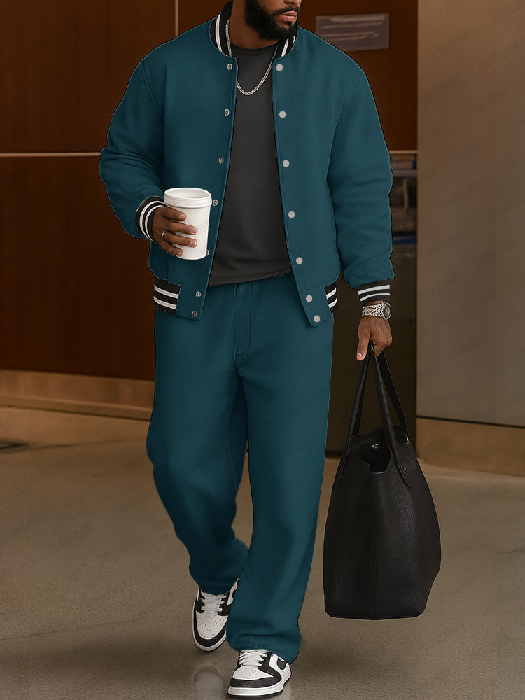 Striped-Trim Cotton Jacket & Pants Set — Men's | Classic Fit | Refined Casual