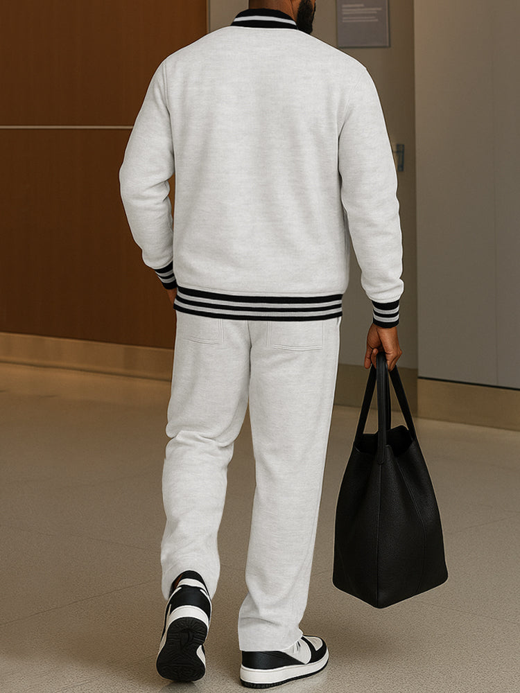 Striped-Trim Cotton Jacket & Pants Set — Men's | Classic Fit | Refined Casual