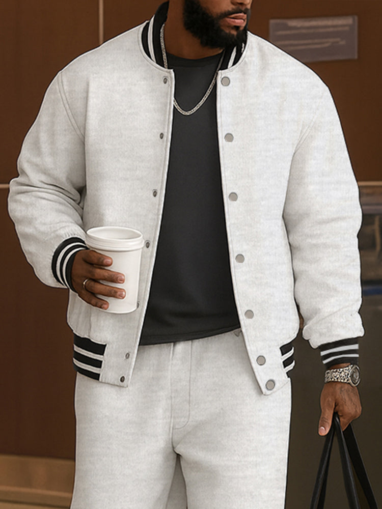 Striped-Trim Cotton Jacket & Pants Set — Men's | Classic Fit | Refined Casual