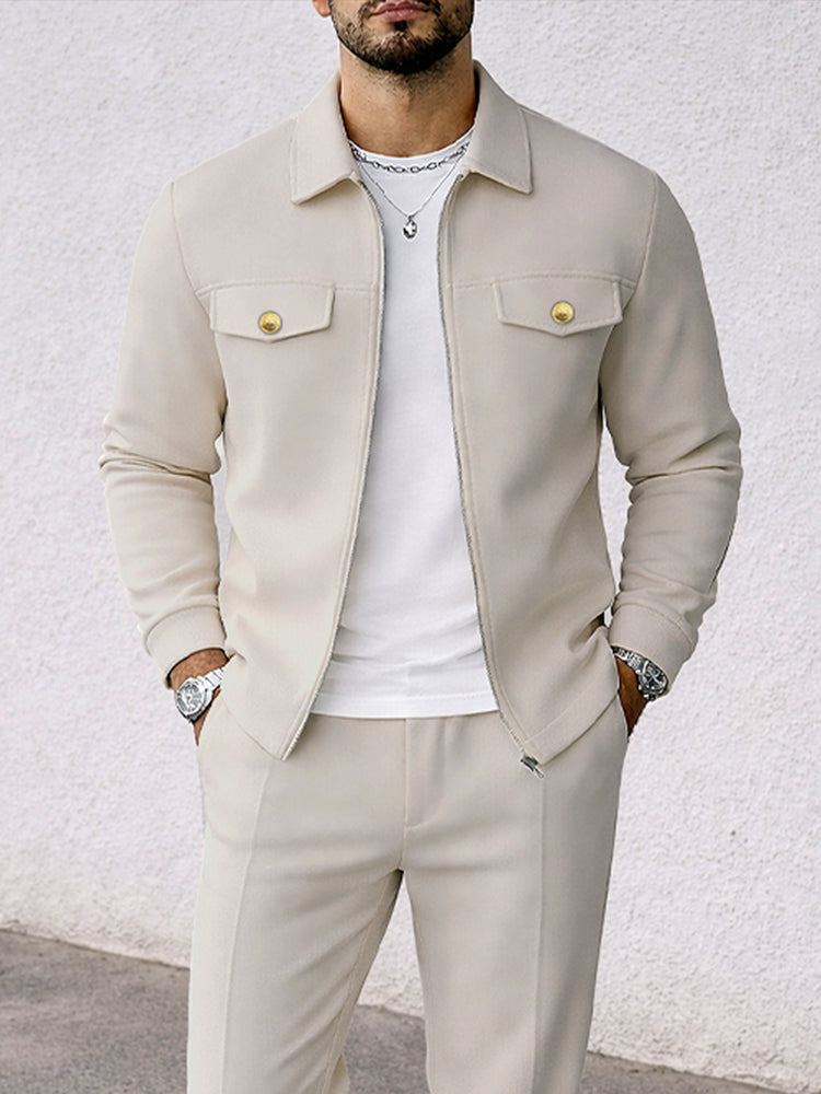 Faux Suede Jacket & Pants Set — Men's | Relaxed Fit | Textured Statement