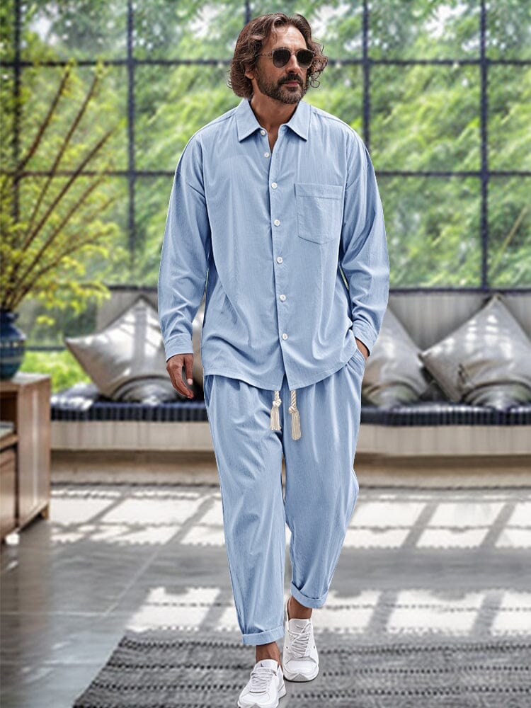100% Cotton Shirt & Pants Set — Men's | Comfort Fit | Clean Casual Essential