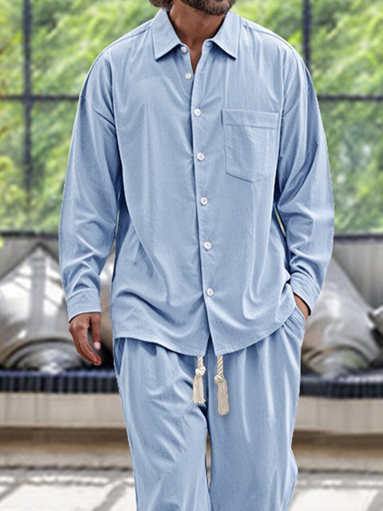 100% Cotton Shirt & Pants Set — Men's | Comfort Fit | Clean Casual Essential