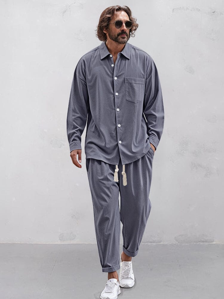 100% Cotton Shirt & Pants Set — Men's | Comfort Fit | Clean Casual Essential