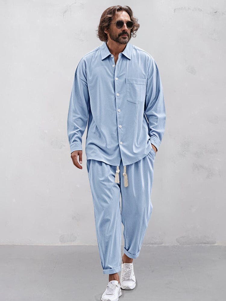100% Cotton Shirt & Pants Set — Men's | Comfort Fit | Clean Casual Essential