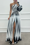 Cordelia — One-Shoulder Woven Maxi Dress | Asymmetric Hem | Elegant Resort