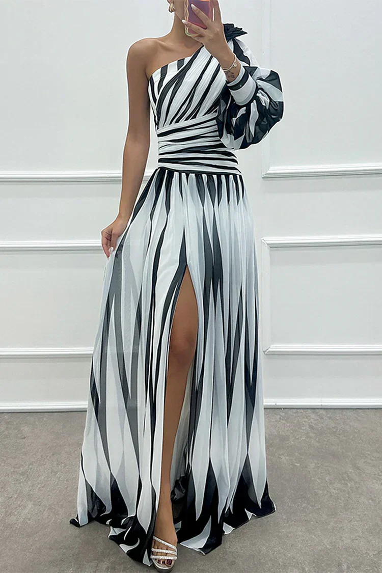 Cordelia — One-Shoulder Woven Maxi Dress | Asymmetric Hem | Elegant Resort