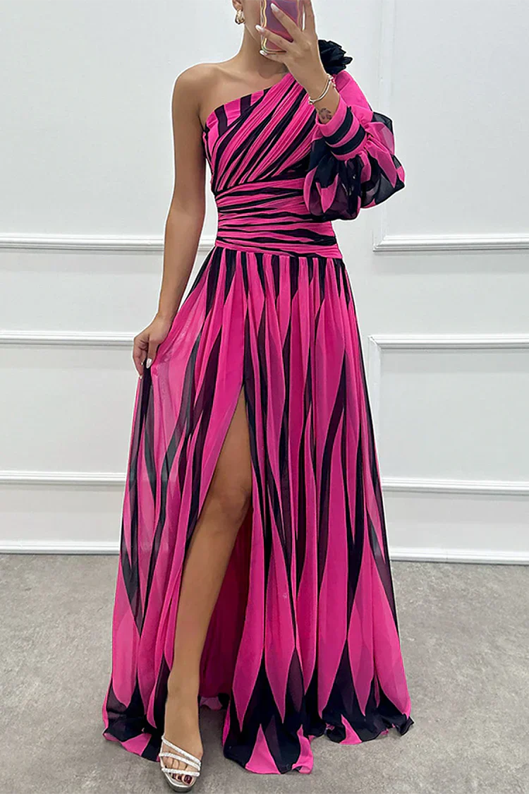 Cordelia — One-Shoulder Woven Maxi Dress | Asymmetric Hem | Elegant Resort
