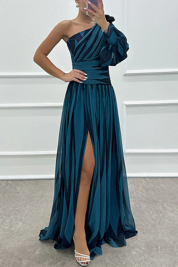 Cordelia — One-Shoulder Woven Maxi Dress | Asymmetric Hem | Elegant Resort