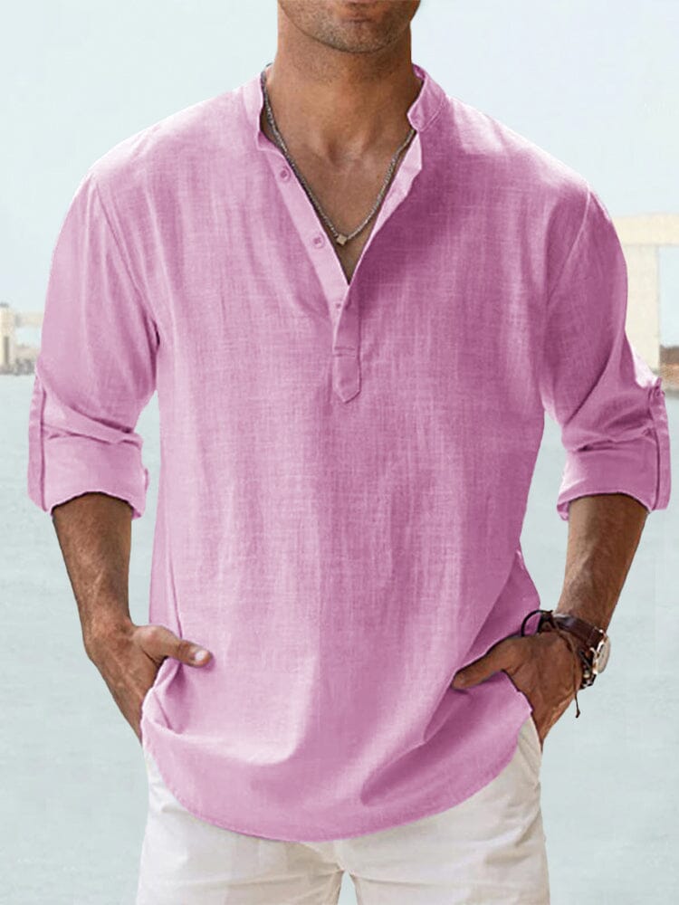 Cotton Linen Long-Sleeve Woven Shirt — Men's | Relaxed Fit | Breathable Everyday