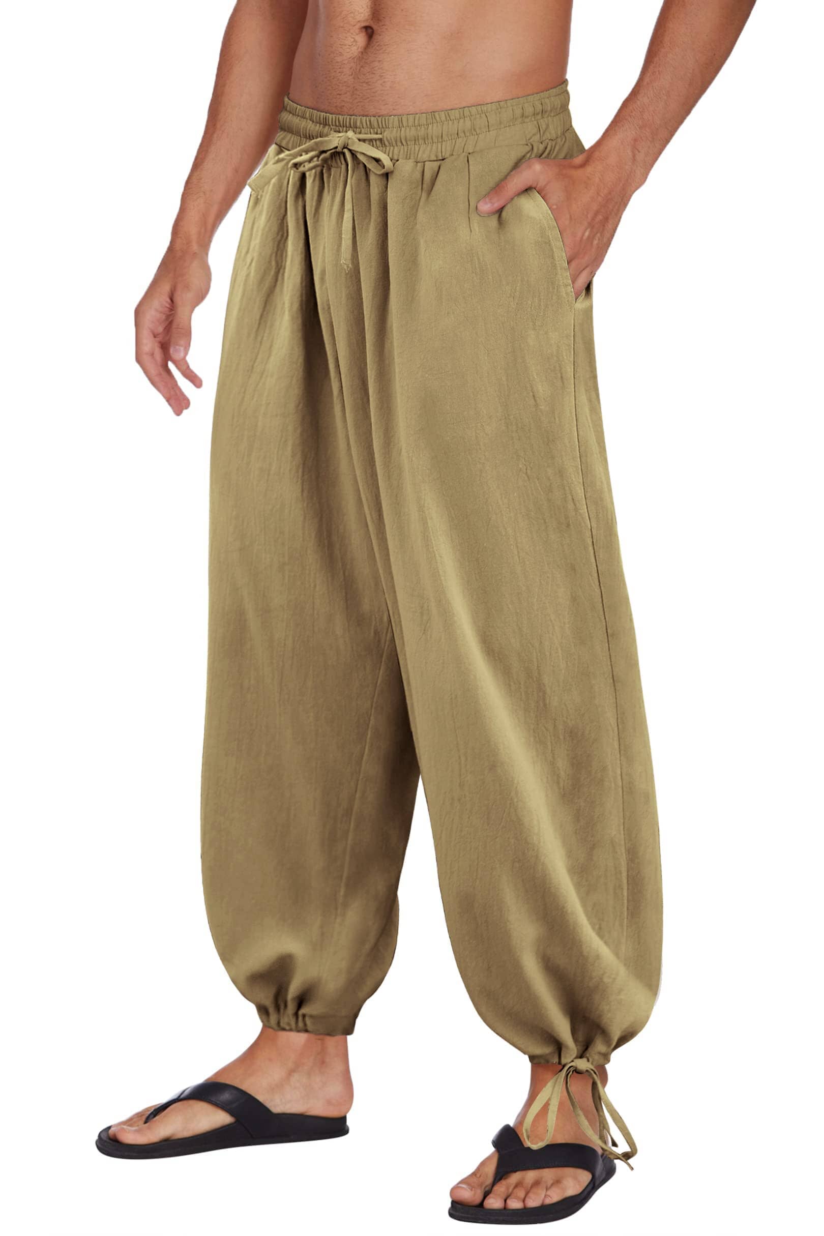 Cotton Linen Loose Yoga Pants — Men's | Wide-Leg Relaxed Fit | Breathable Essential